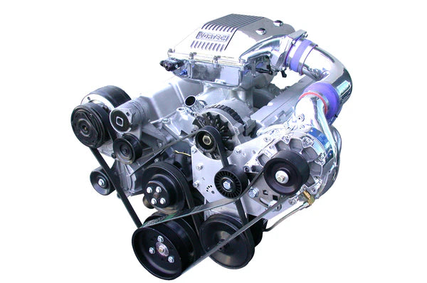 Carbureted Small Block Chevrolet Supercharging System w/V-2 Si, Polished Finish