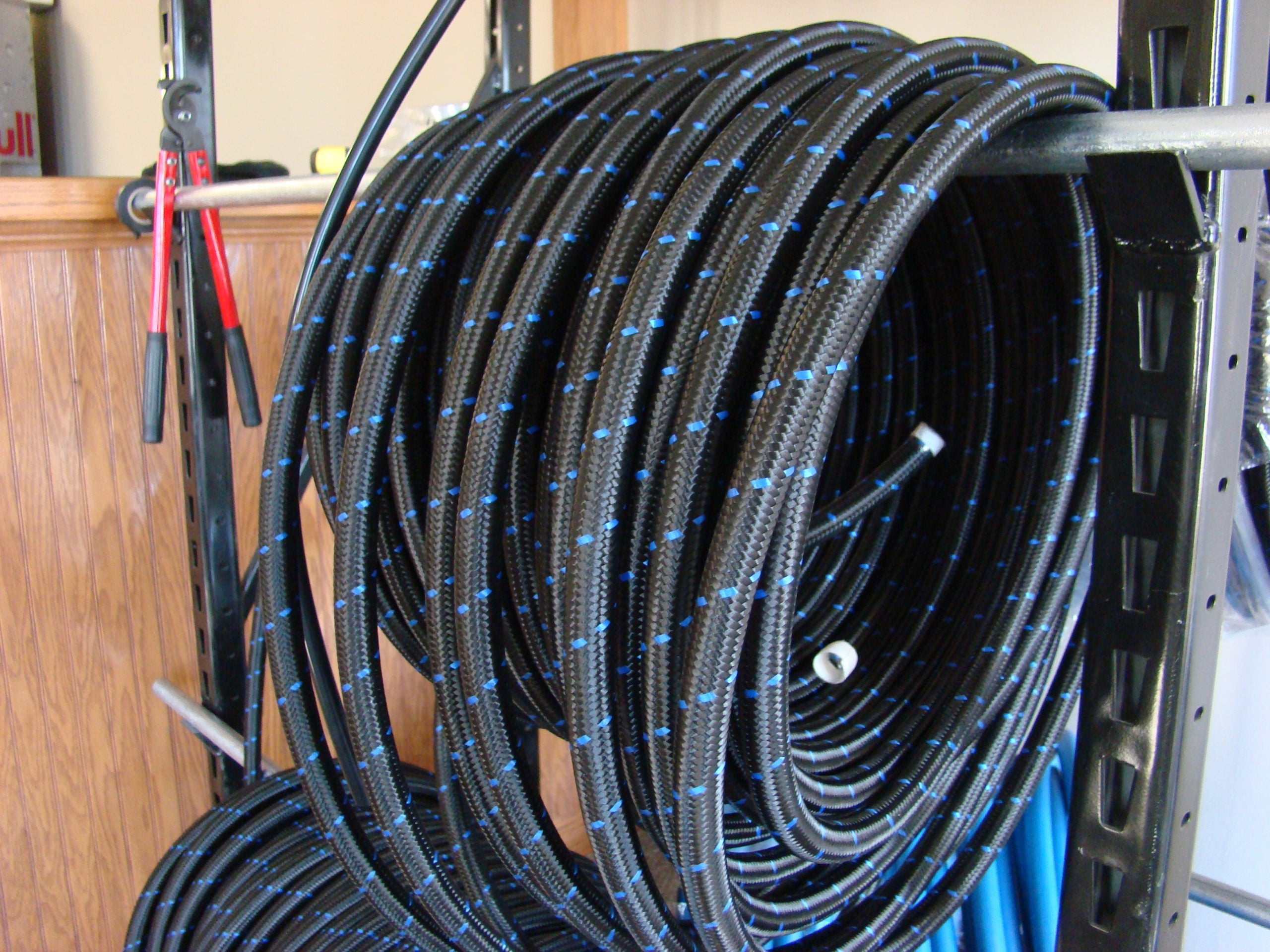 12an Black Braided Nylon Line w/ Steel Re-Enforcement & Blue Tracer